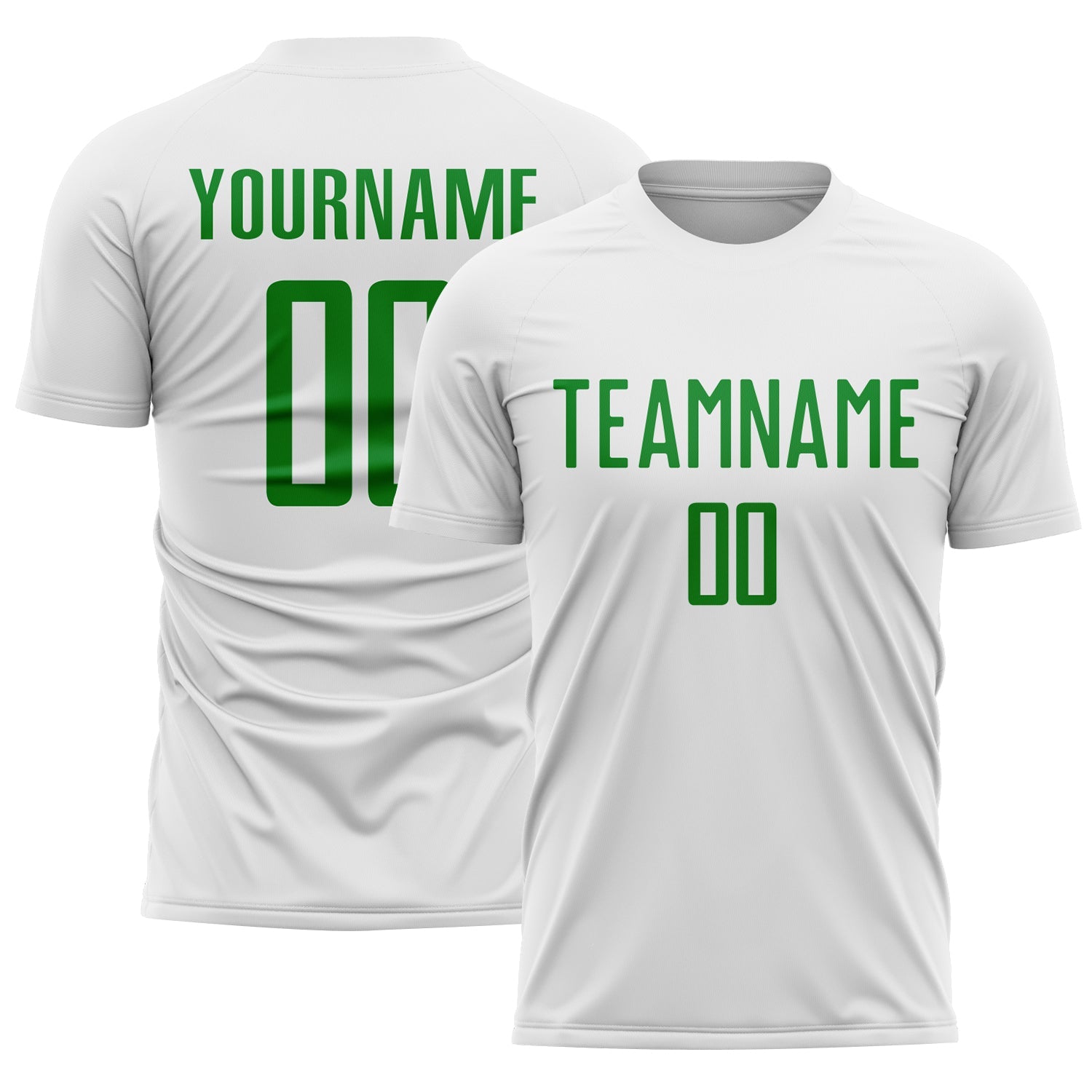 Custom White Grass Green Sublimation Soccer Uniform Jersey - Main View