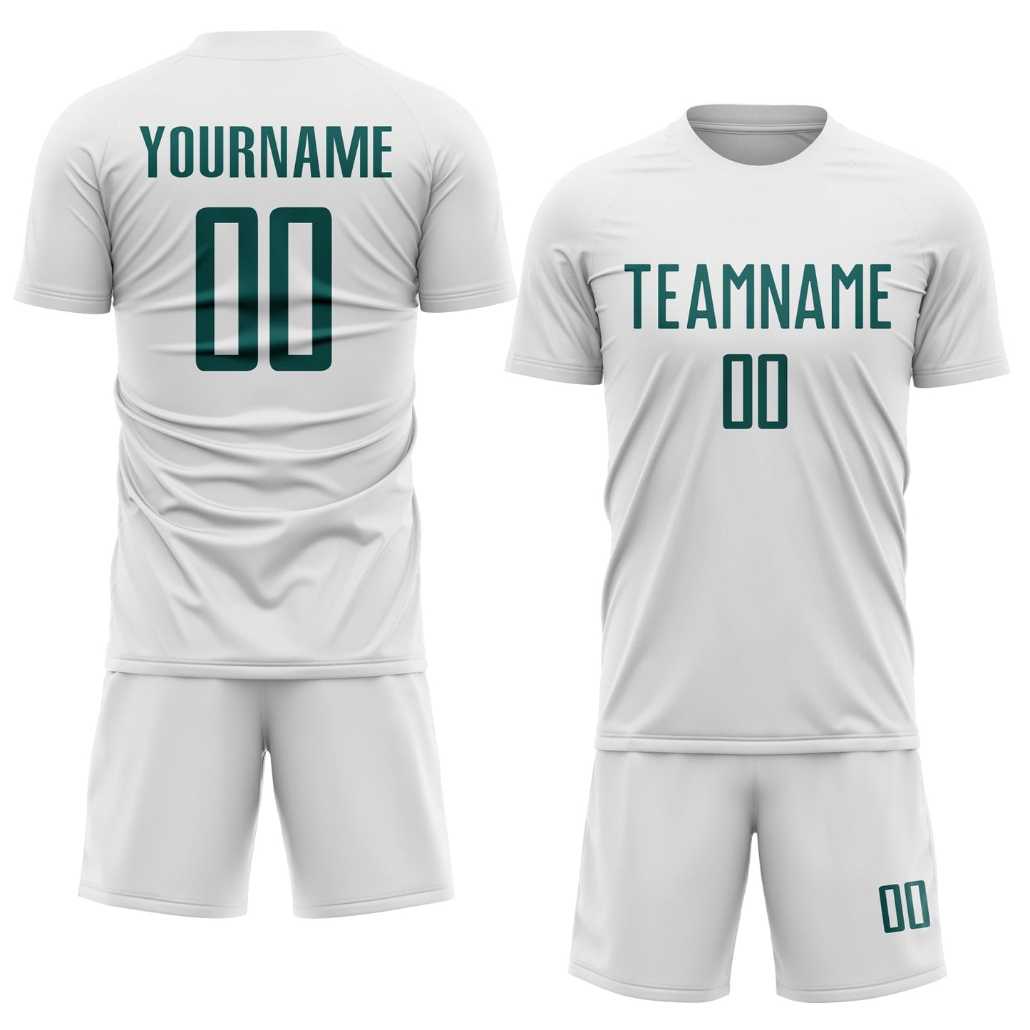 Custom White Midnight Green Sublimation Soccer Uniform Jersey view 2