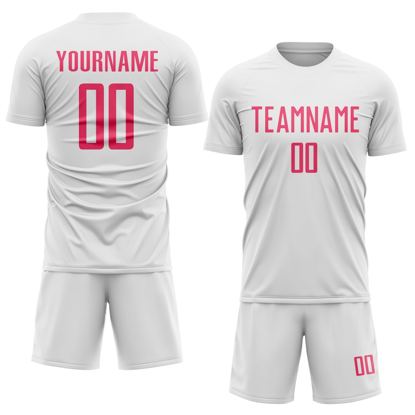 Custom White Neon Pink Sublimation Soccer Uniform Jersey view 2