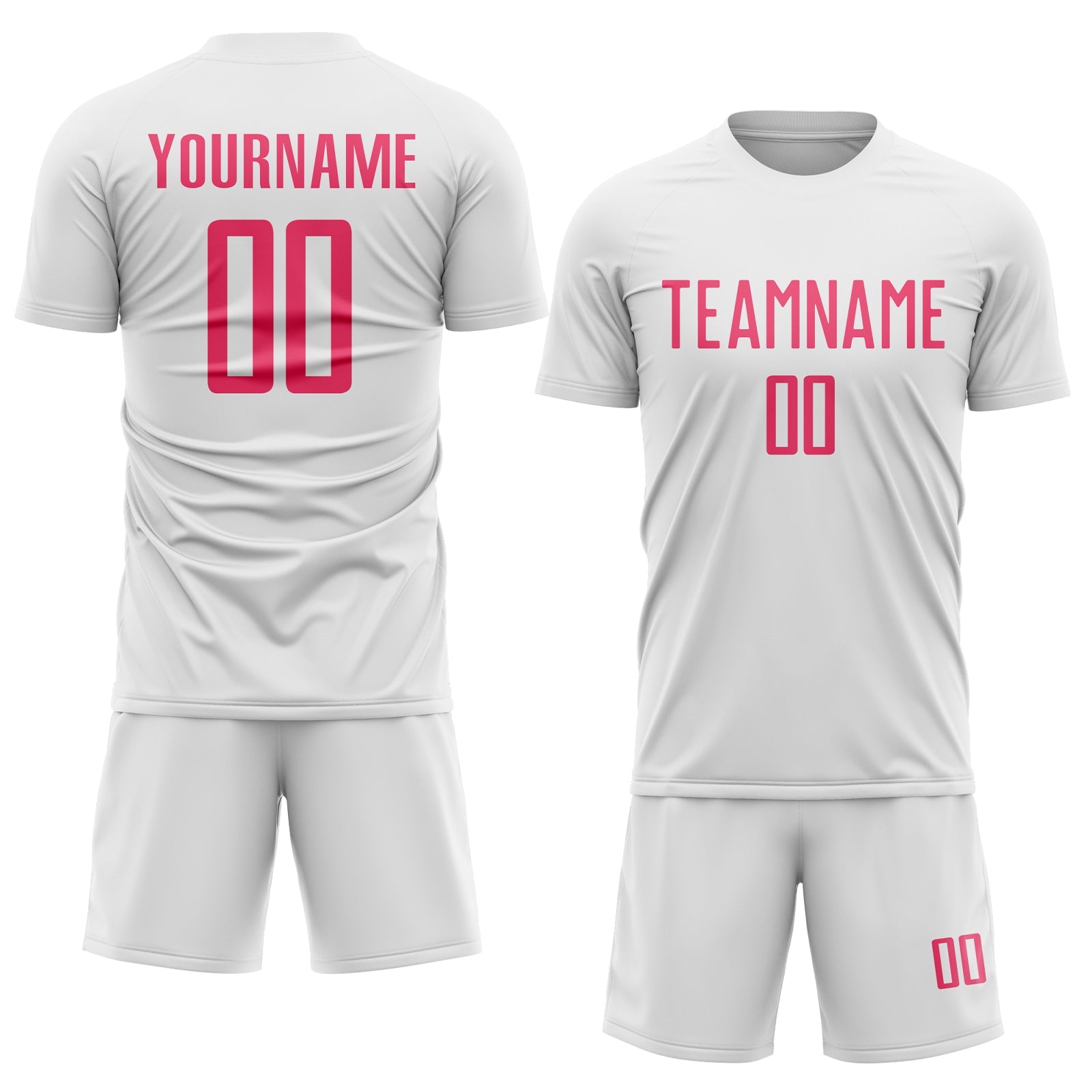 Custom White Neon Pink Sublimation Soccer Uniform Jersey view 2
