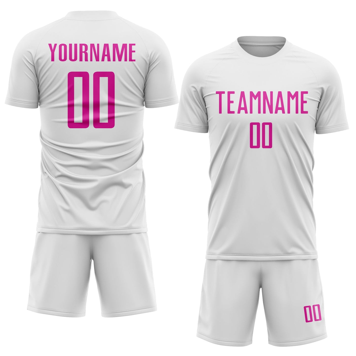Custom White Deep Pink Sublimation Soccer Uniform Jersey view 2