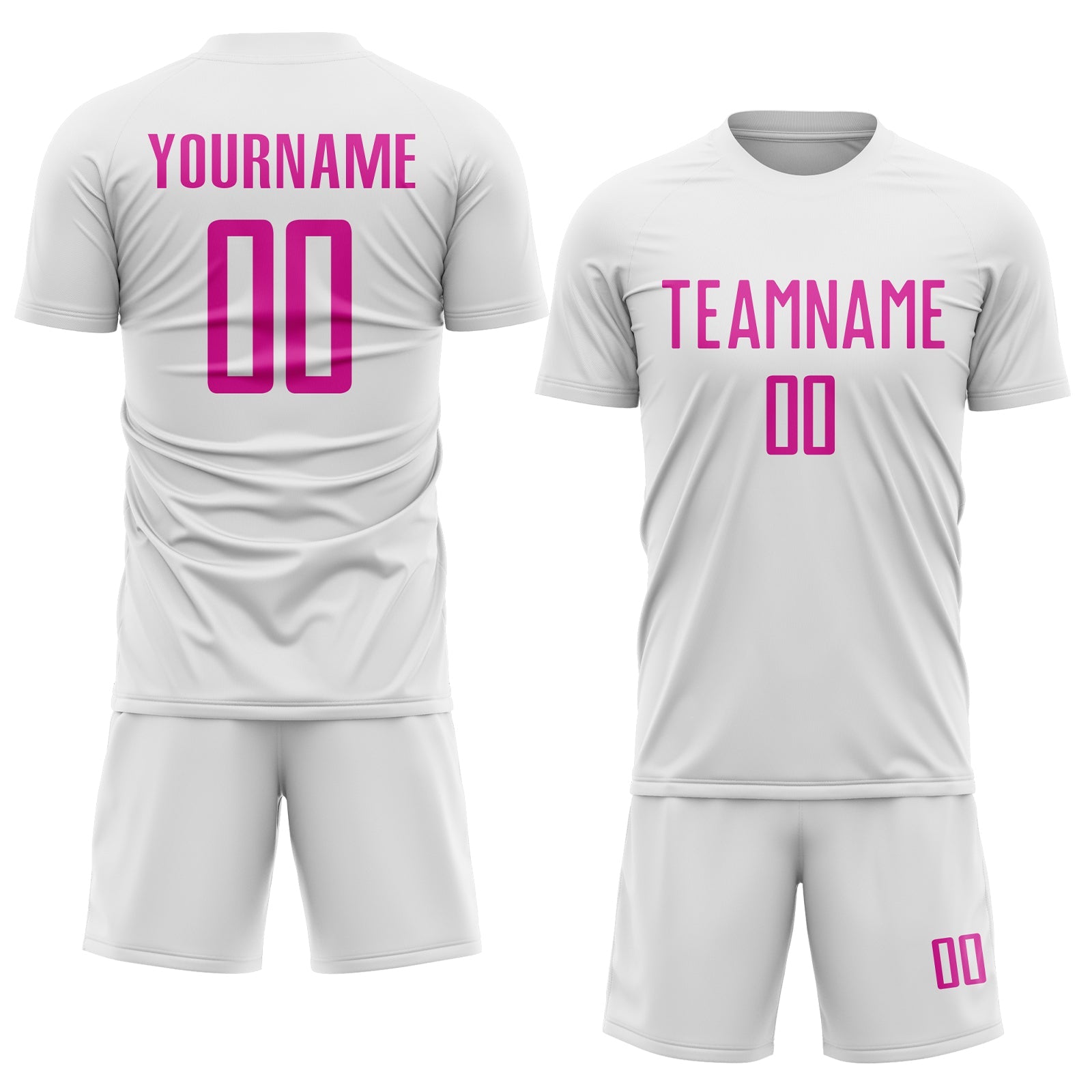 Custom White Deep Pink Sublimation Soccer Uniform Jersey view 2