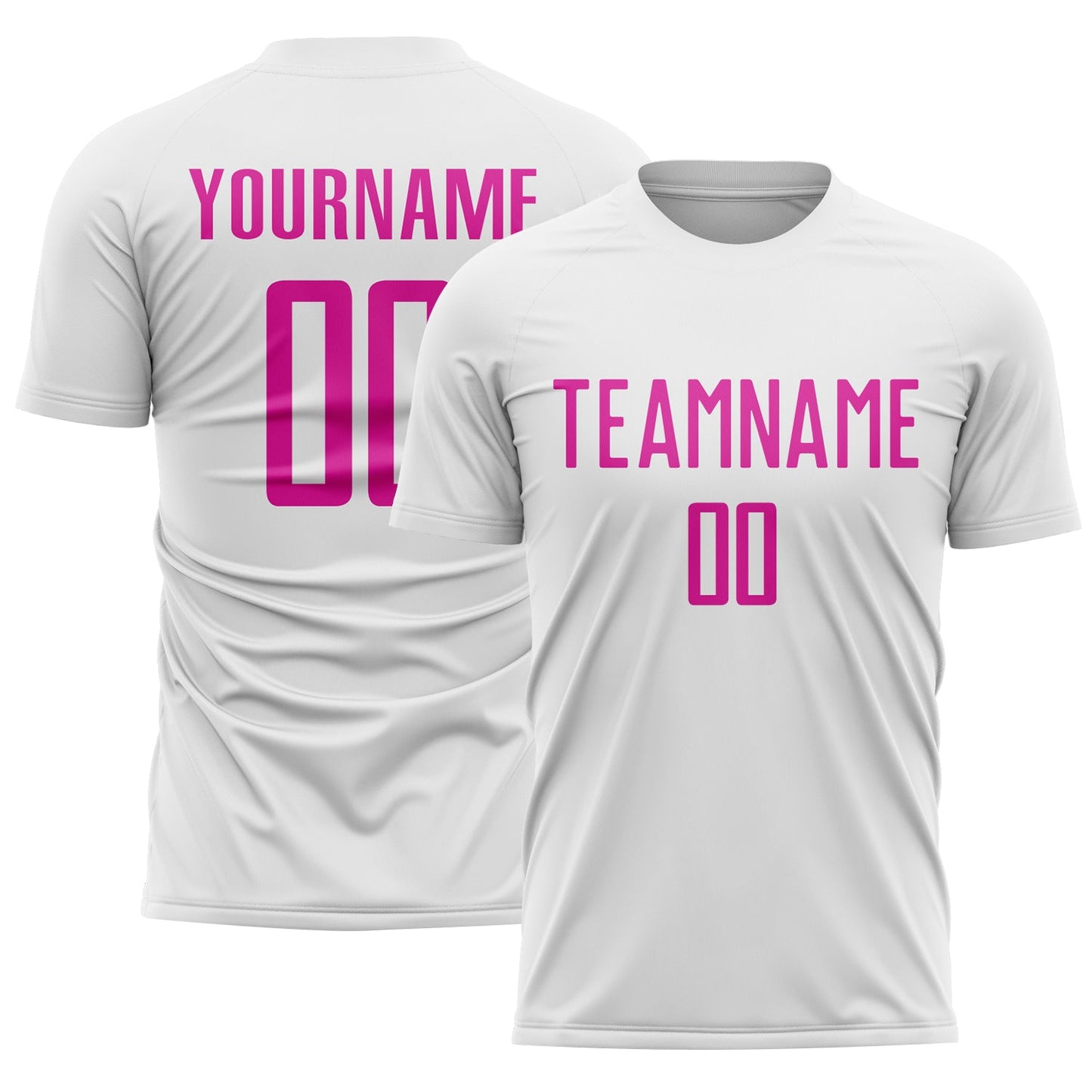Custom White Deep Pink Sublimation Soccer Uniform Jersey - Main View