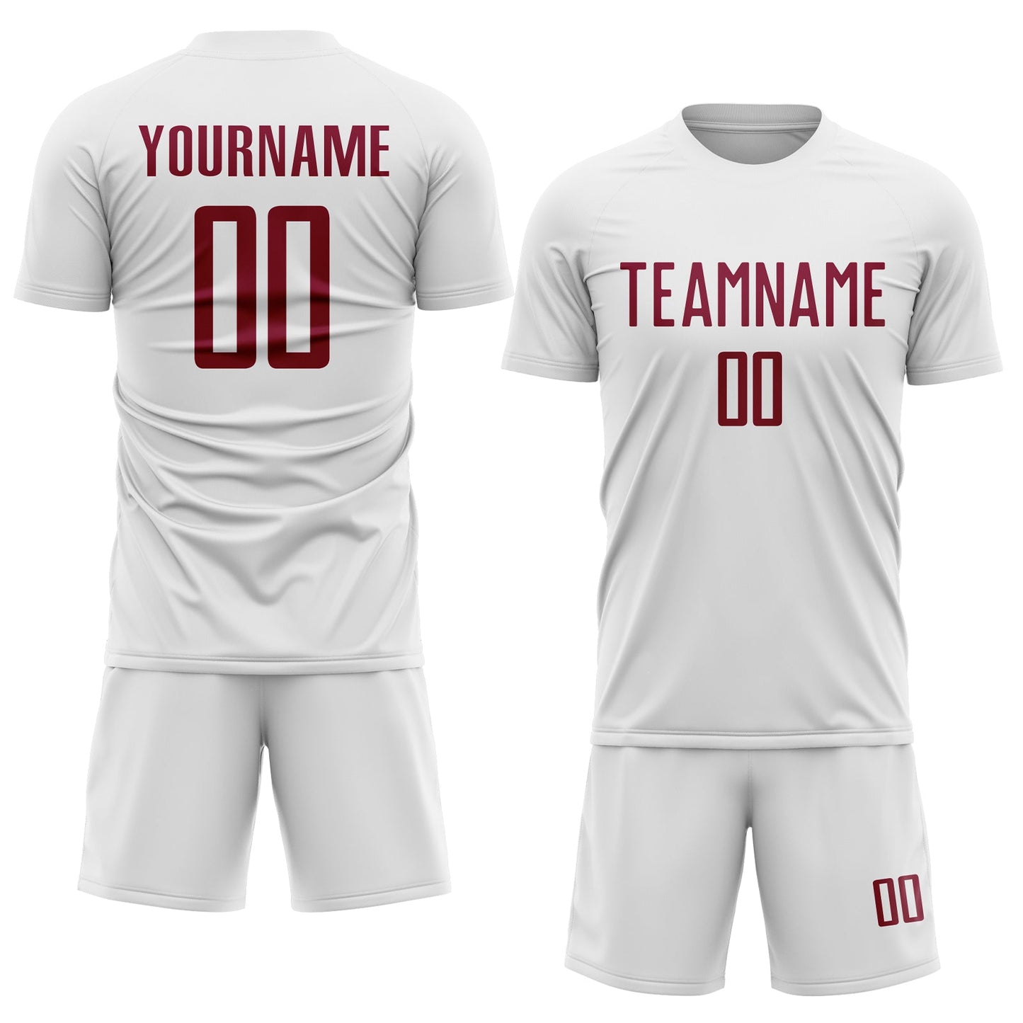 Custom White Maroon Sublimation Soccer Uniform Jersey view 2