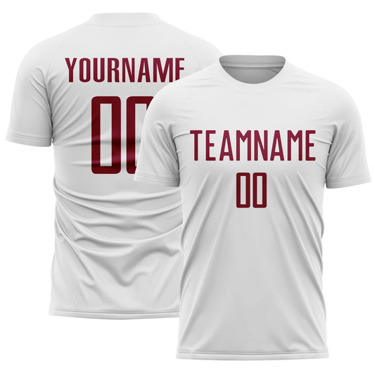 Custom White Maroon Sublimation Soccer Uniform Jersey - Main View