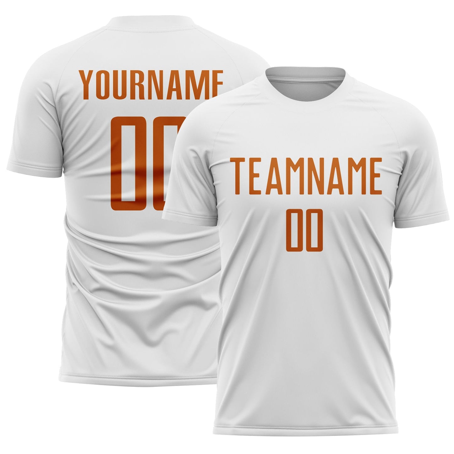 Custom White Texas Orange Sublimation Soccer Uniform Jersey - Main View