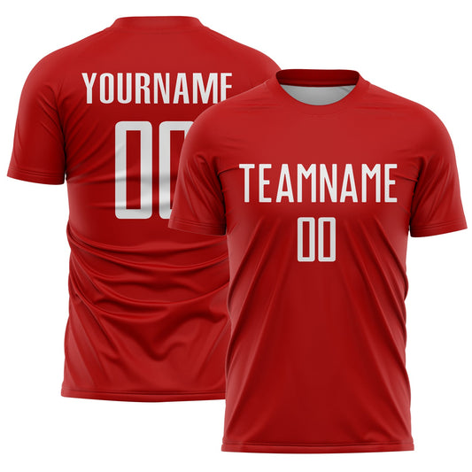 Custom Red White Sublimation Soccer Uniform Jersey - Main View