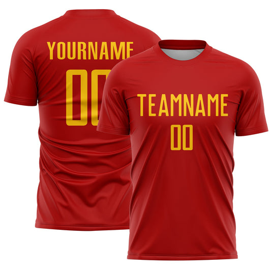 Custom Red Yellow Sublimation Soccer Uniform Jersey - Main View