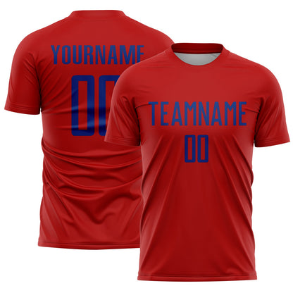 Custom Red Royal Sublimation Soccer Uniform Jersey - Main View