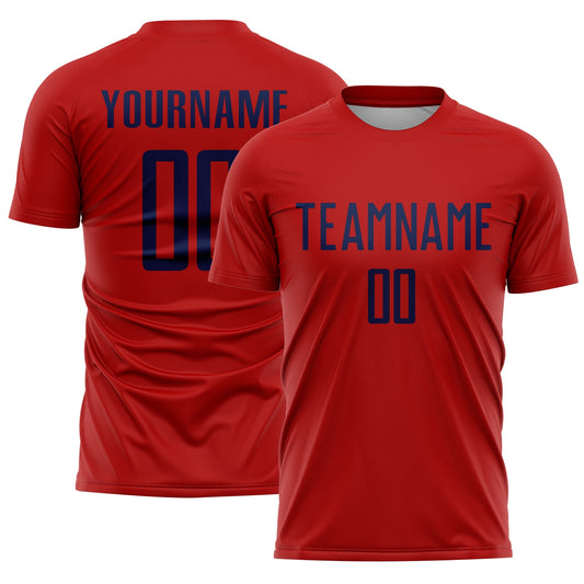 Custom Red Navy Sublimation Soccer Uniform Jersey - Main View