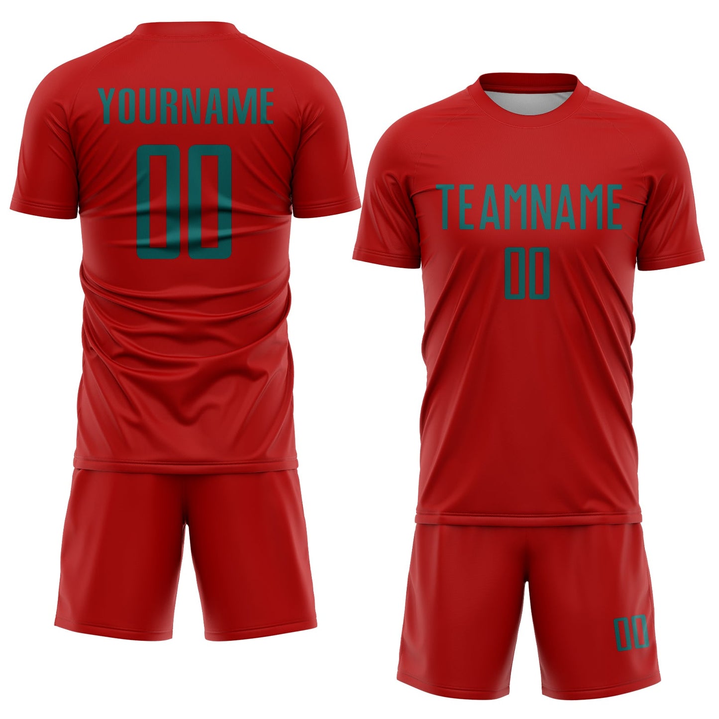 Custom Red Teal Sublimation Soccer Uniform Jersey view 2