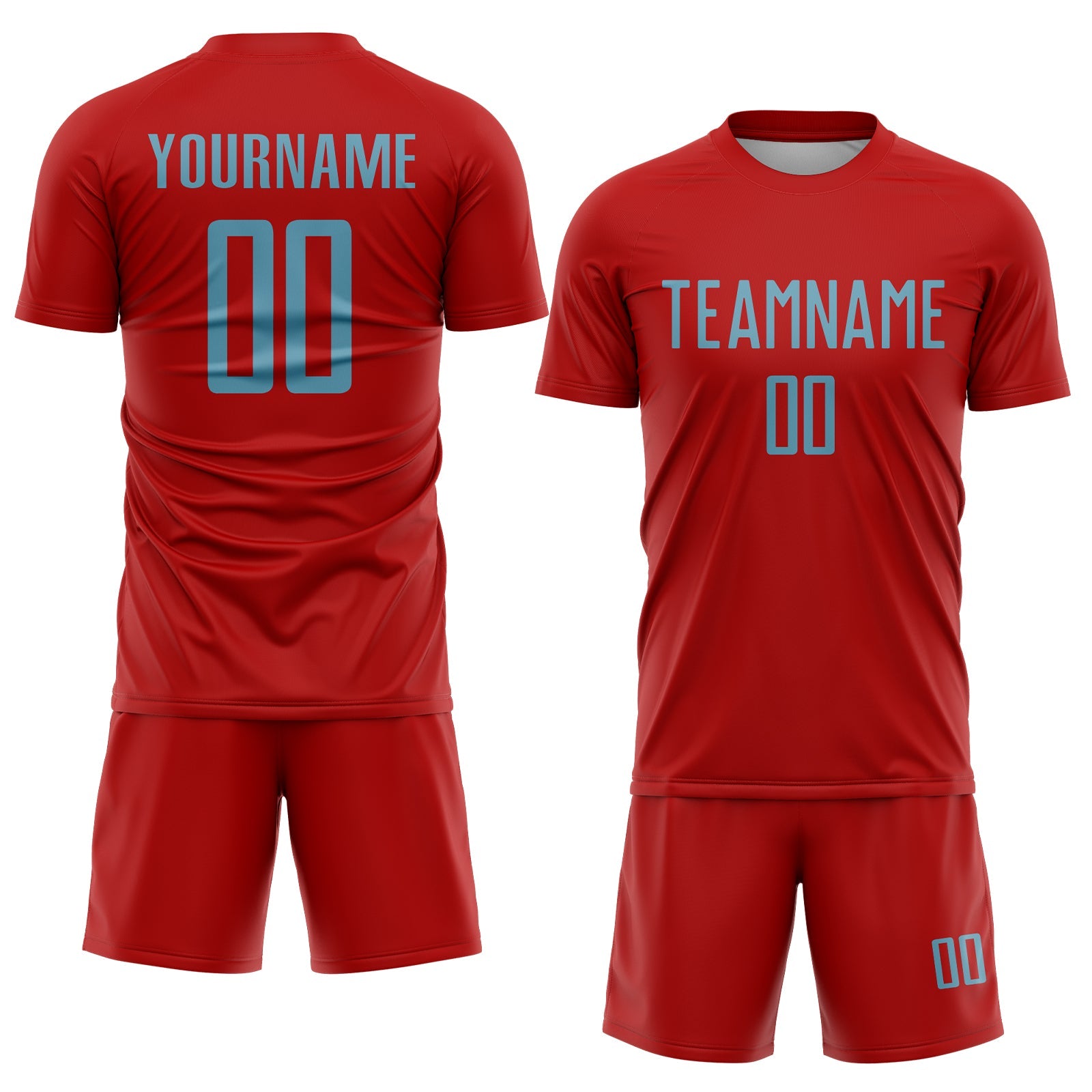 Custom Red Shadow Blue Sublimation Soccer Uniform Jersey view 2