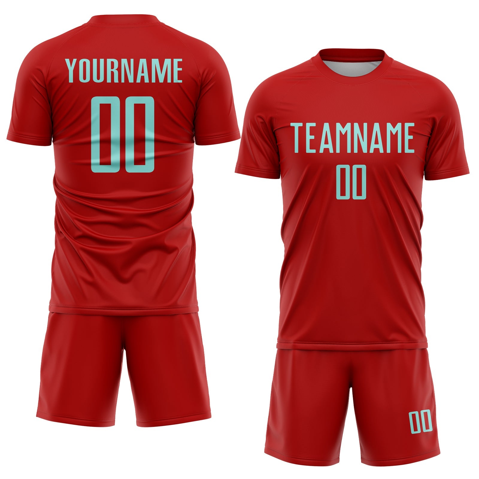 Custom Red Ice Blue Sublimation Soccer Uniform Jersey view 2