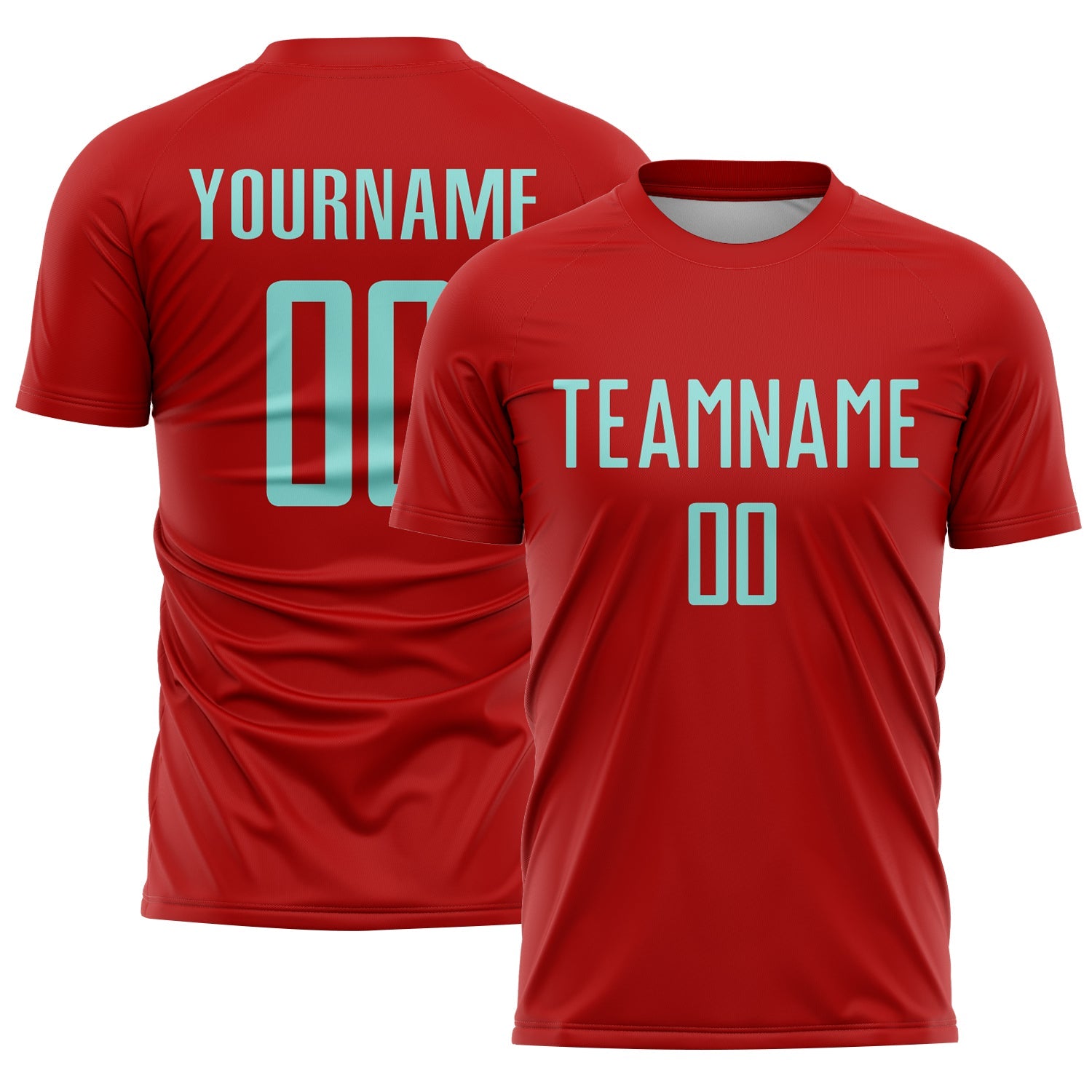 Custom Red Ice Blue Sublimation Soccer Uniform Jersey - Main View
