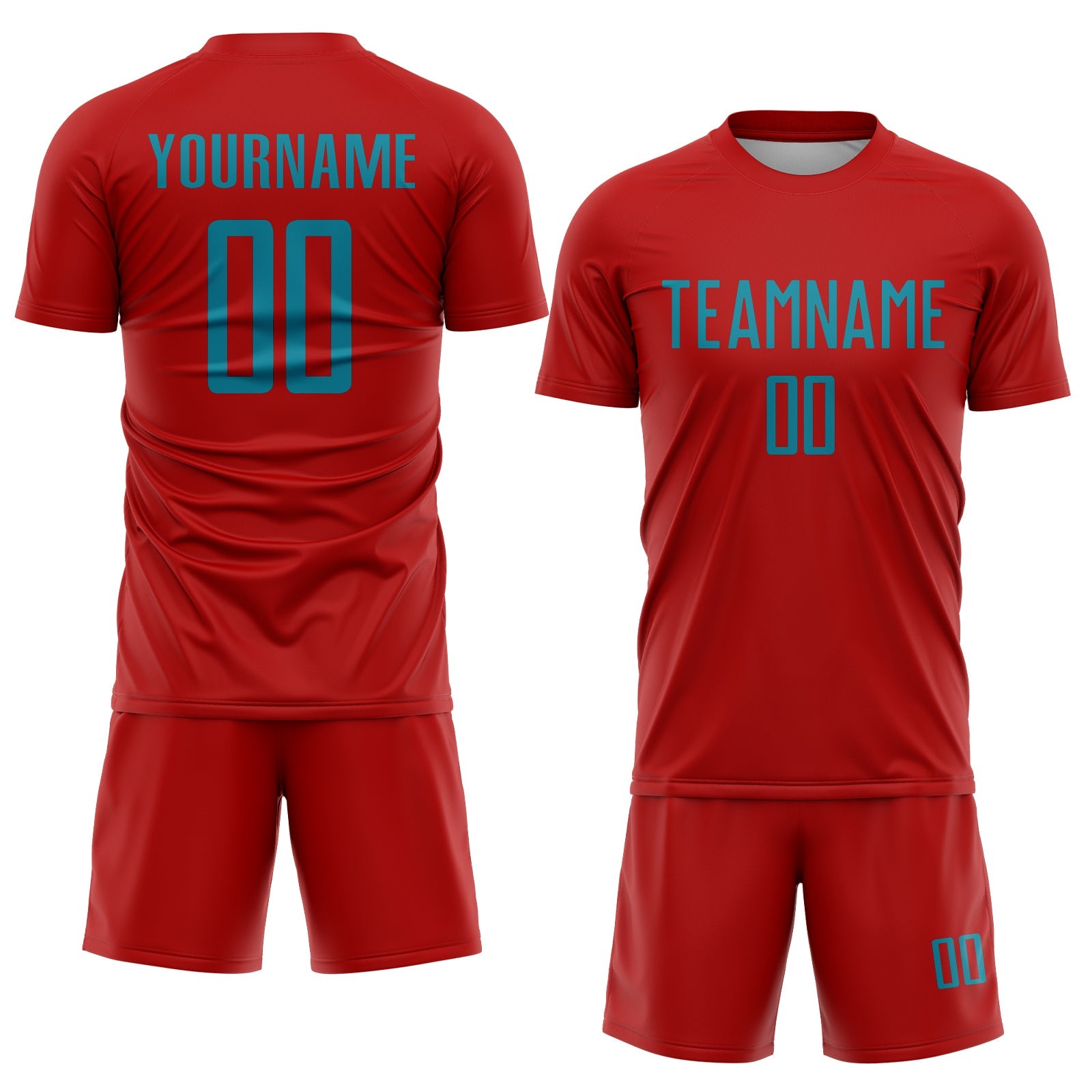Custom Red Teal Sublimation Soccer Uniform Jersey view 2