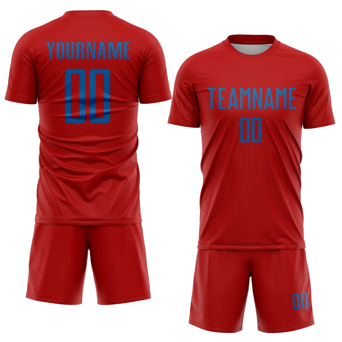 Custom Red Blue Sublimation Soccer Uniform Jersey view 2