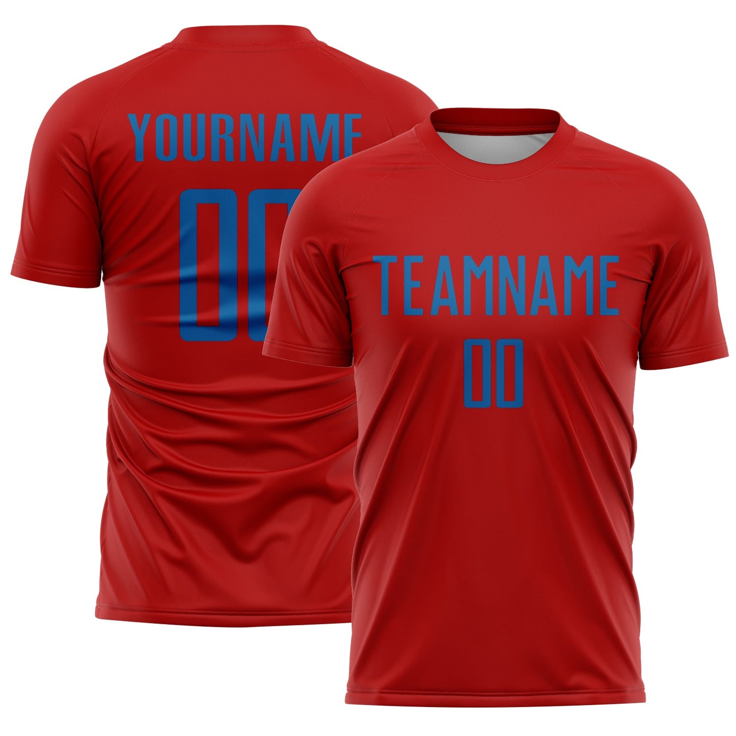 Custom Red Blue Sublimation Soccer Uniform Jersey - Main View