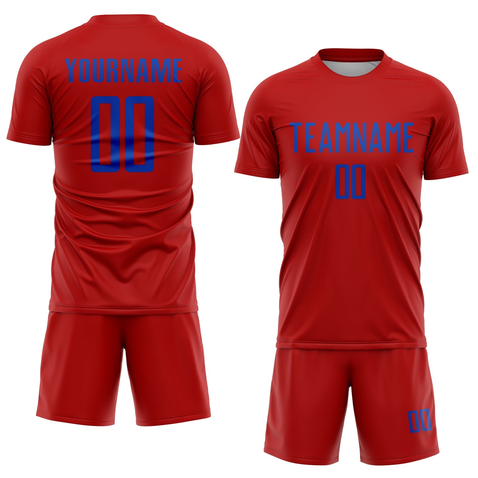 Custom Red Thunder Blue Sublimation Soccer Uniform Jersey view 2