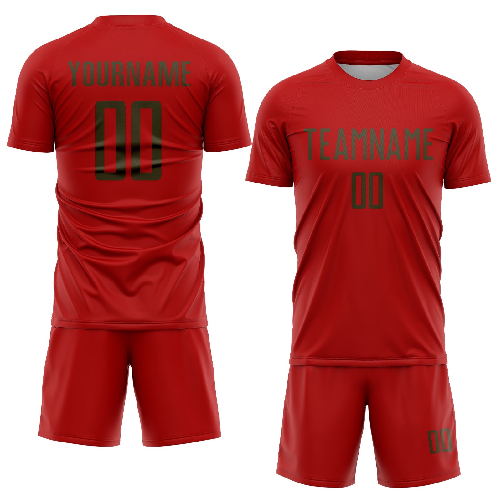 Custom Red Olive Sublimation Soccer Uniform Jersey view 2