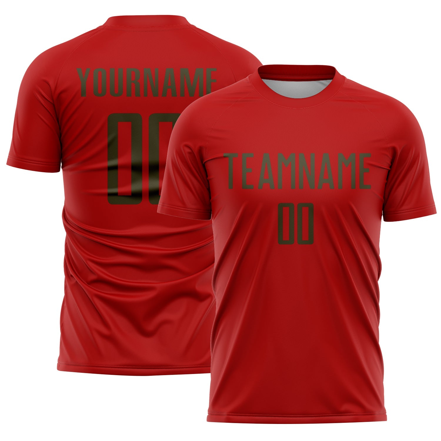 Custom Red Olive Sublimation Soccer Uniform Jersey - Main View