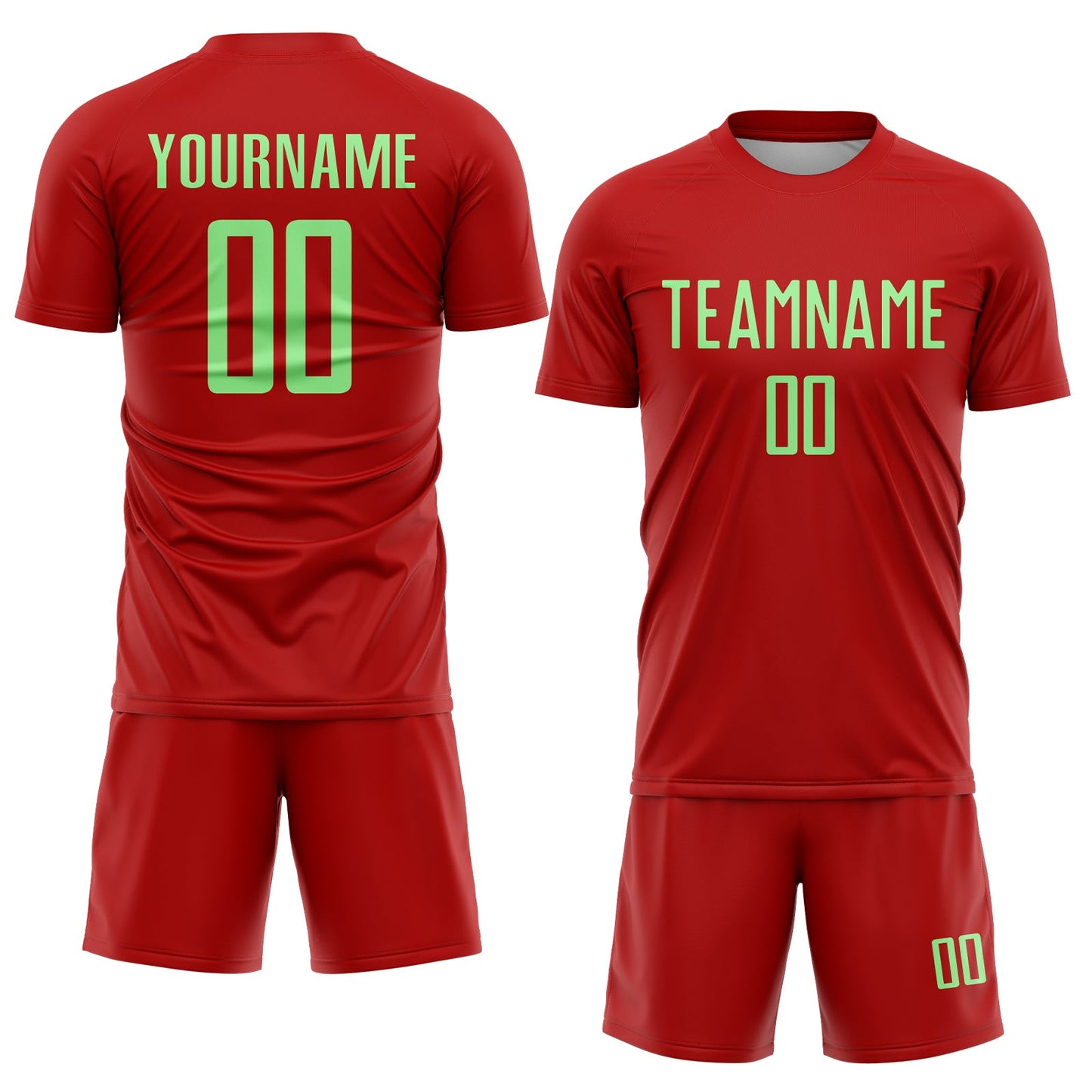 Custom Red Pea Green Sublimation Soccer Uniform Jersey view 2