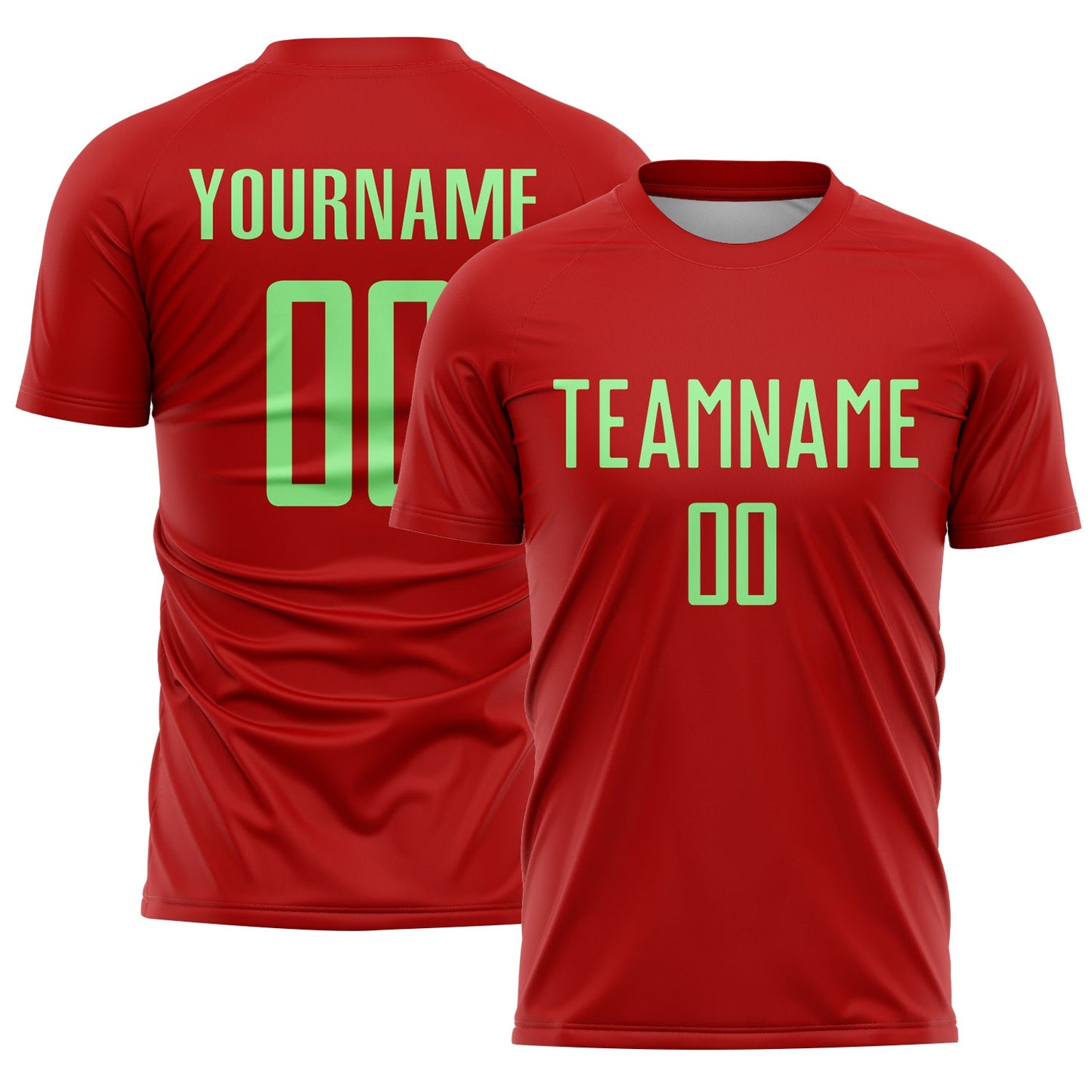 Custom Red Pea Green Sublimation Soccer Uniform Jersey - Main View