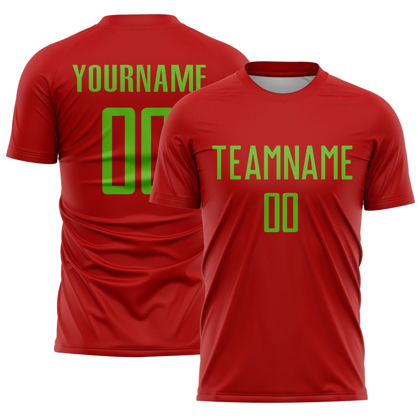 Custom Red Aurora Green Sublimation Soccer Uniform Jersey - Main View