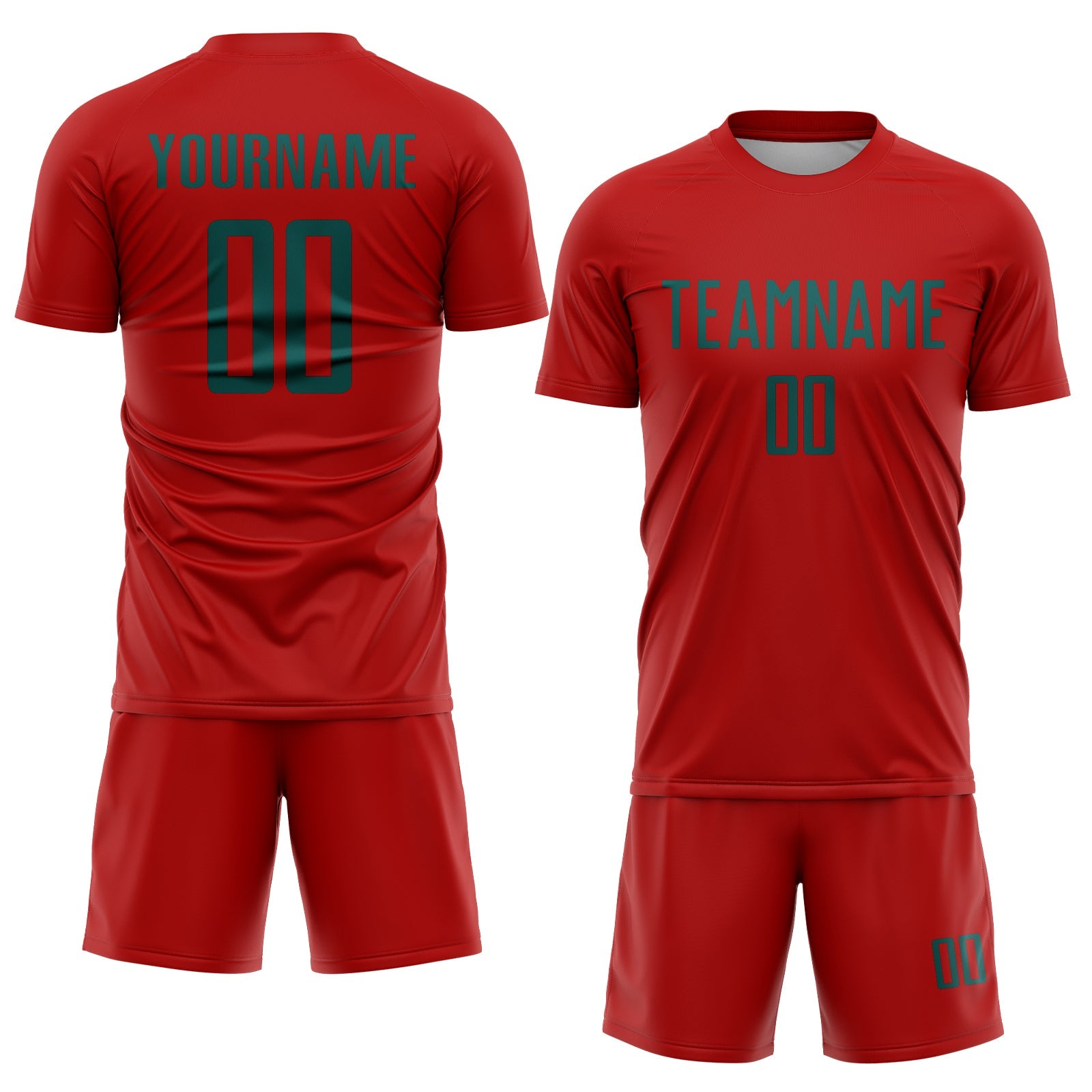 Custom Red Midnight Green Sublimation Soccer Uniform Jersey view 2