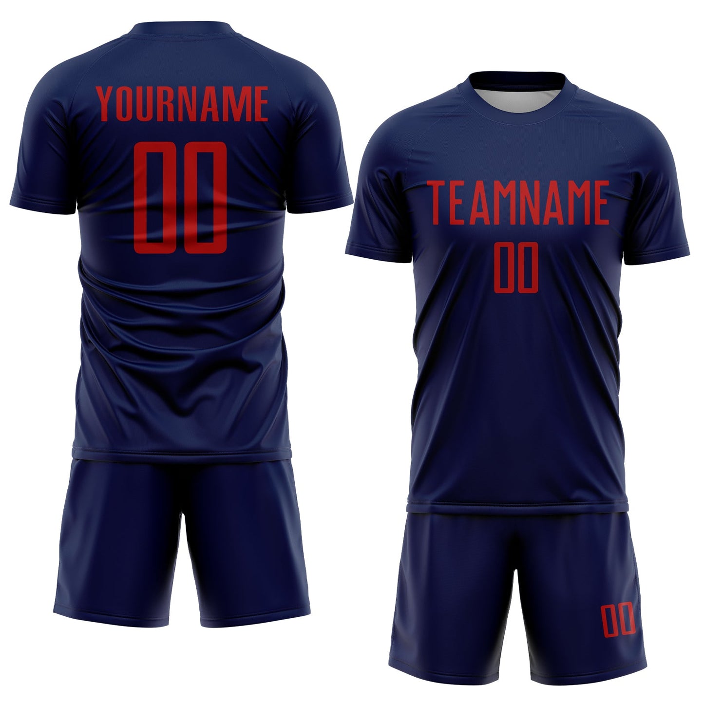 Custom Navy Red Sublimation Soccer Uniform Jersey view 2