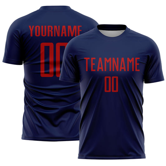 Custom Navy Red Sublimation Soccer Uniform Jersey - Main View
