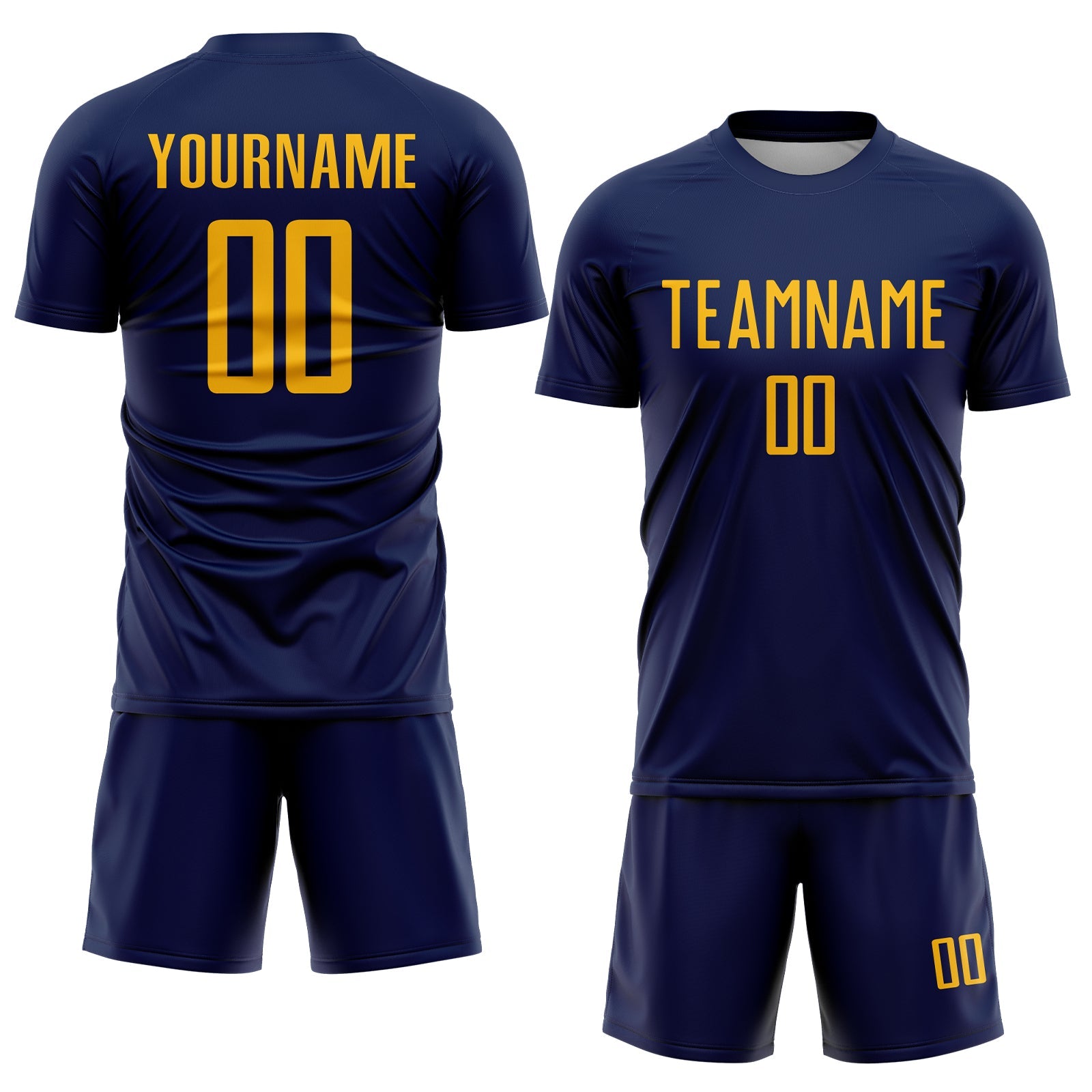 Custom Navy Gold Sublimation Soccer Uniform Jersey view 2