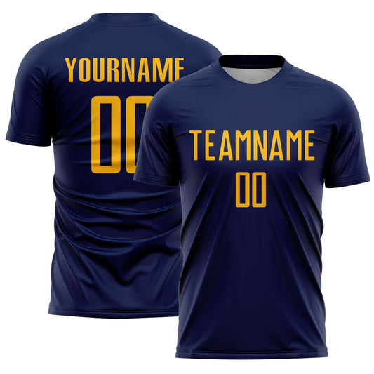 Custom Navy Gold Sublimation Soccer Uniform Jersey - Main View