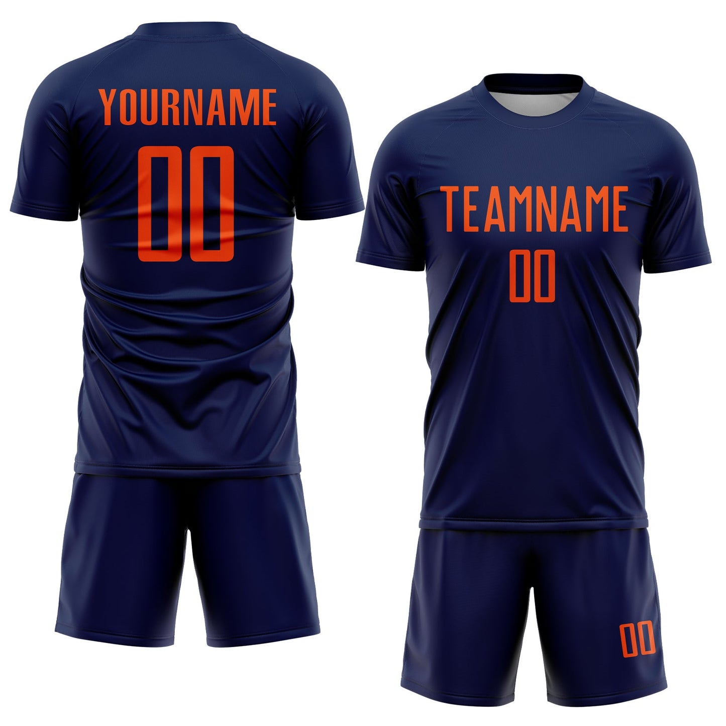 Custom Navy Orange Sublimation Soccer Uniform Jersey view 2