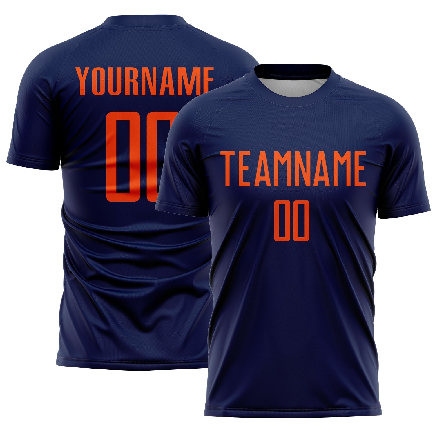 Custom Navy Orange Sublimation Soccer Uniform Jersey - Main View