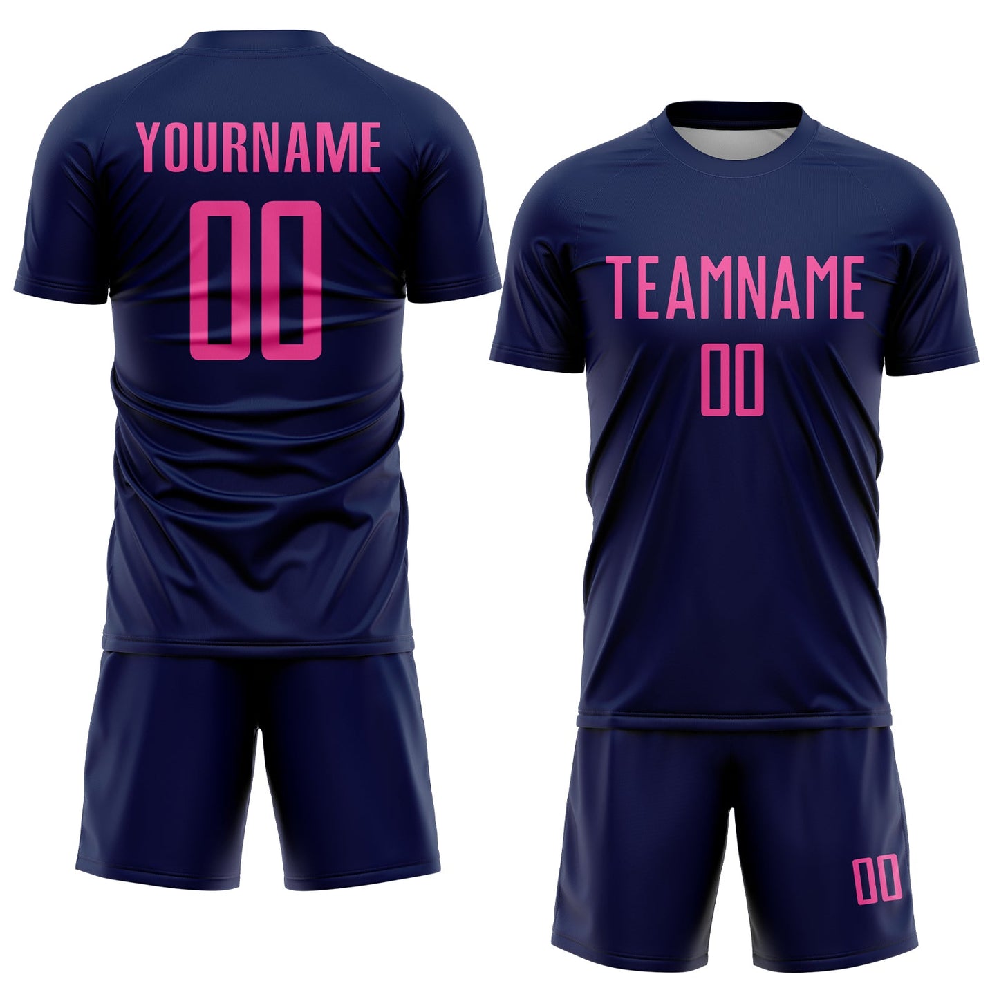 Custom Navy Pink Sublimation Soccer Uniform Jersey view 2