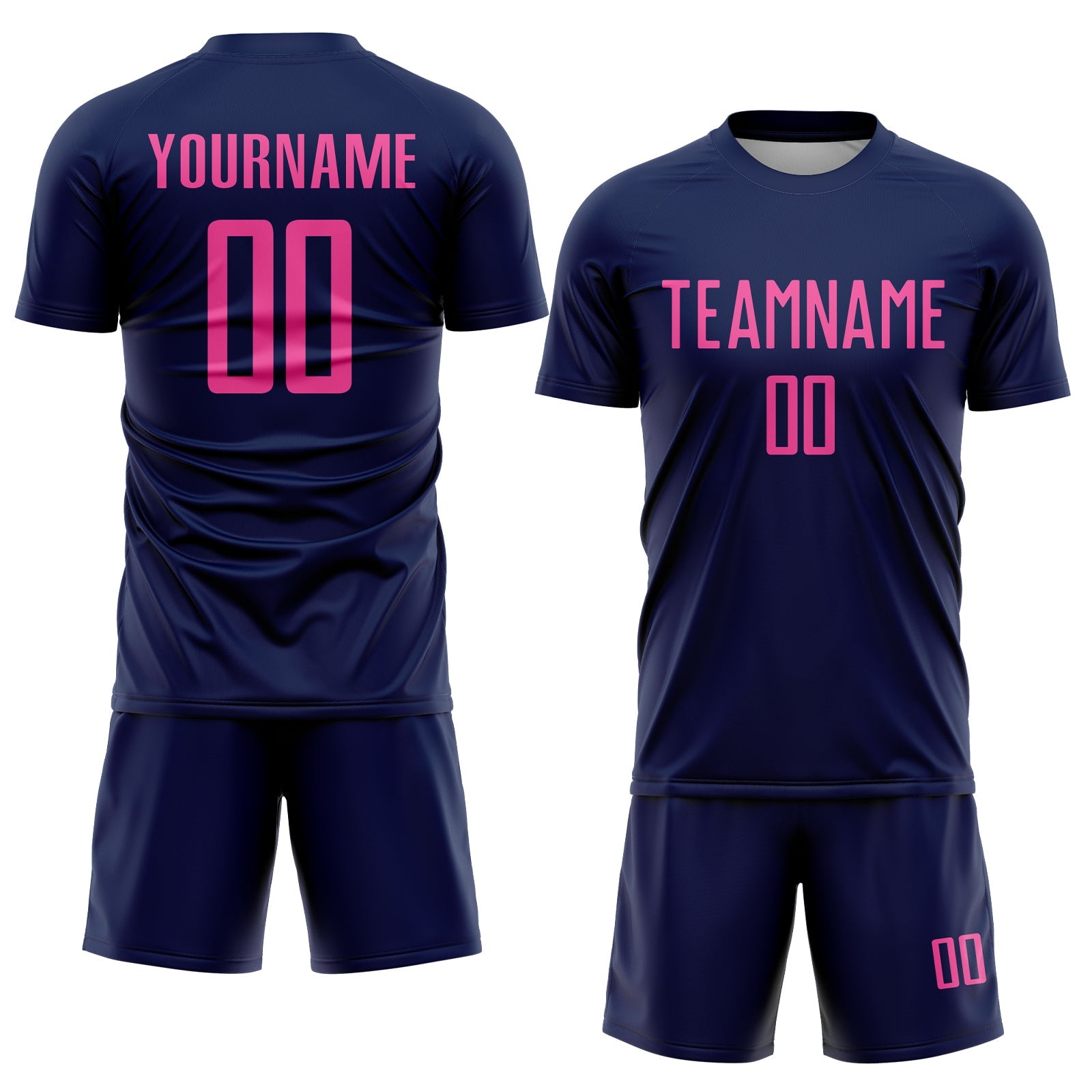 Custom Navy Pink Sublimation Soccer Uniform Jersey view 2