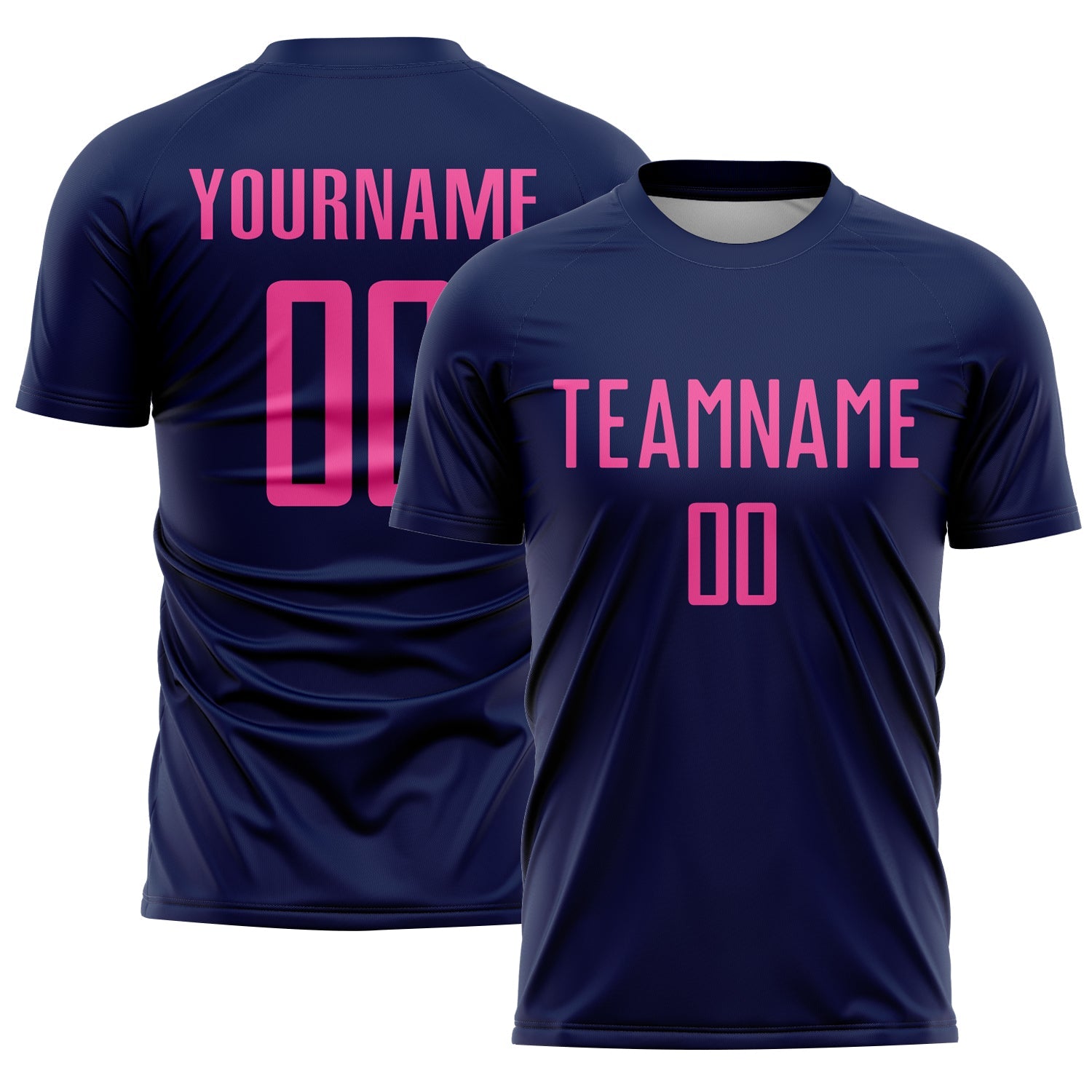 Custom Navy Pink Sublimation Soccer Uniform Jersey - Main View