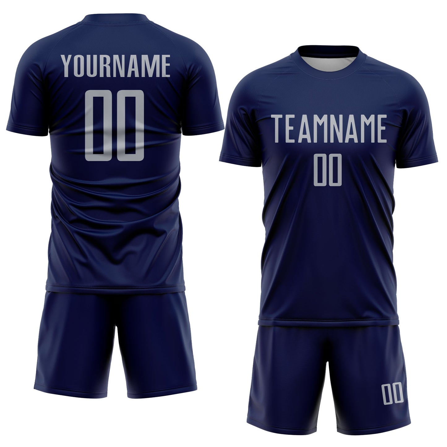 Custom Navy Gray Sublimation Soccer Uniform Jersey view 2
