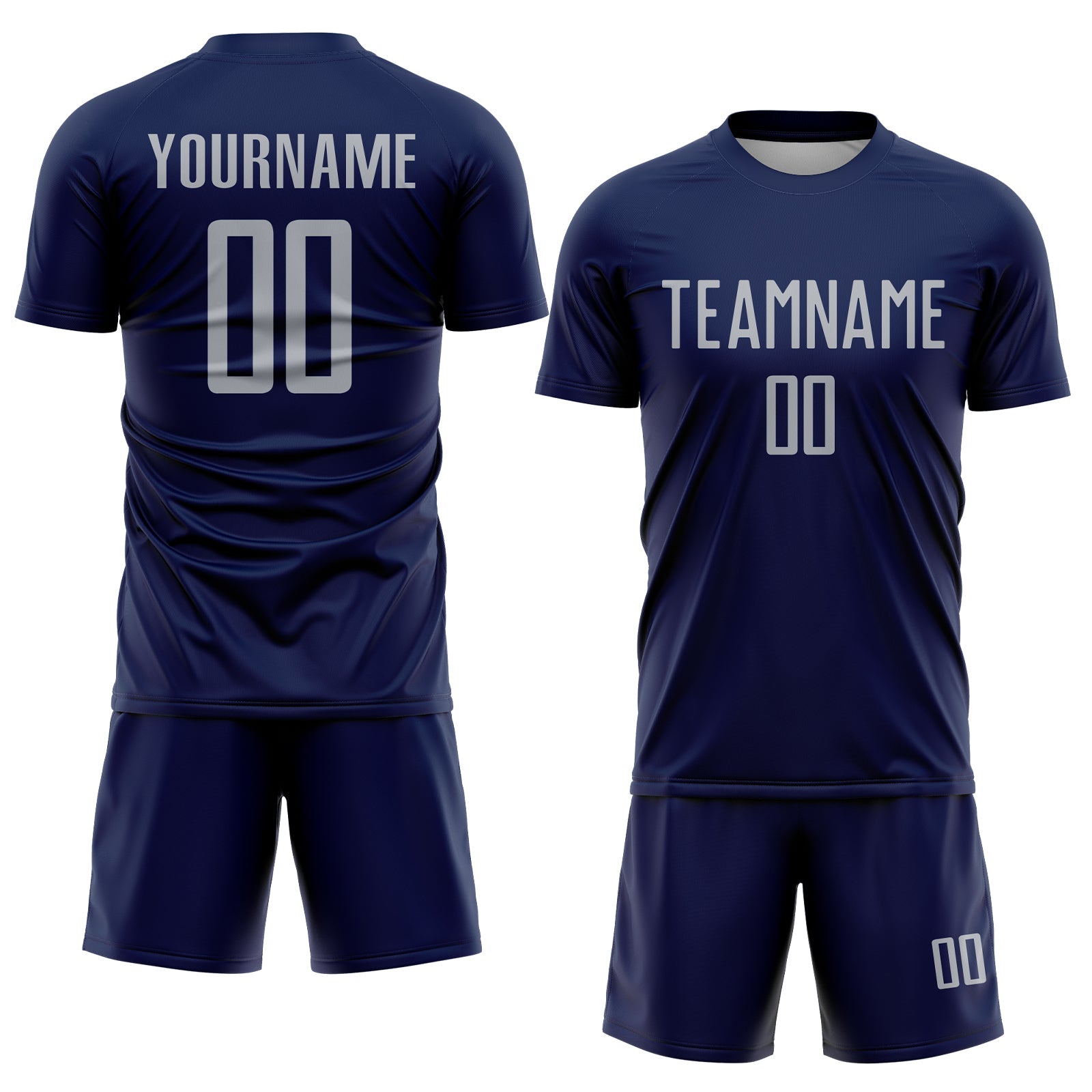 Custom Navy Gray Sublimation Soccer Uniform Jersey view 2