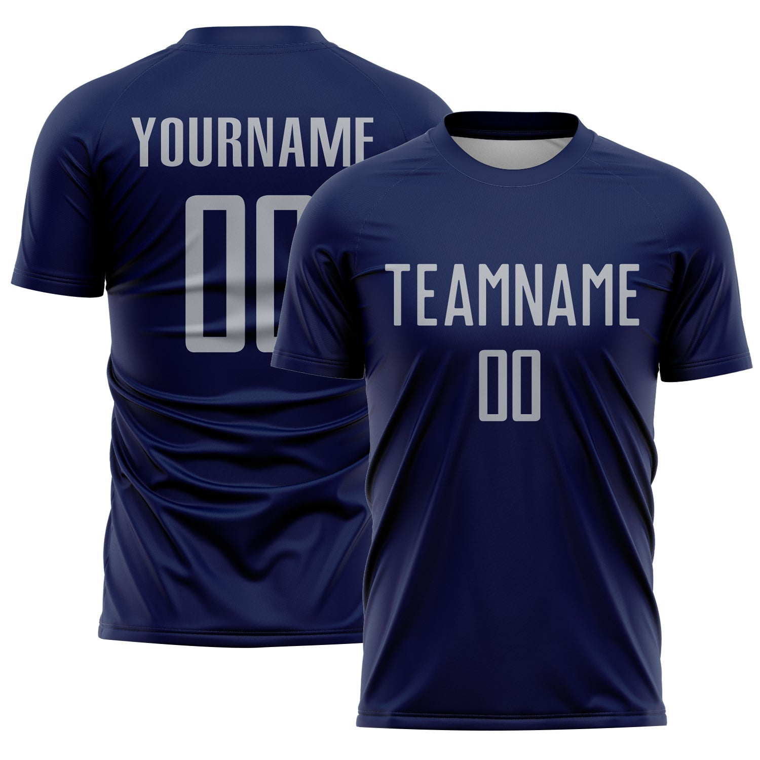 Custom Navy Gray Sublimation Soccer Uniform Jersey - Main View