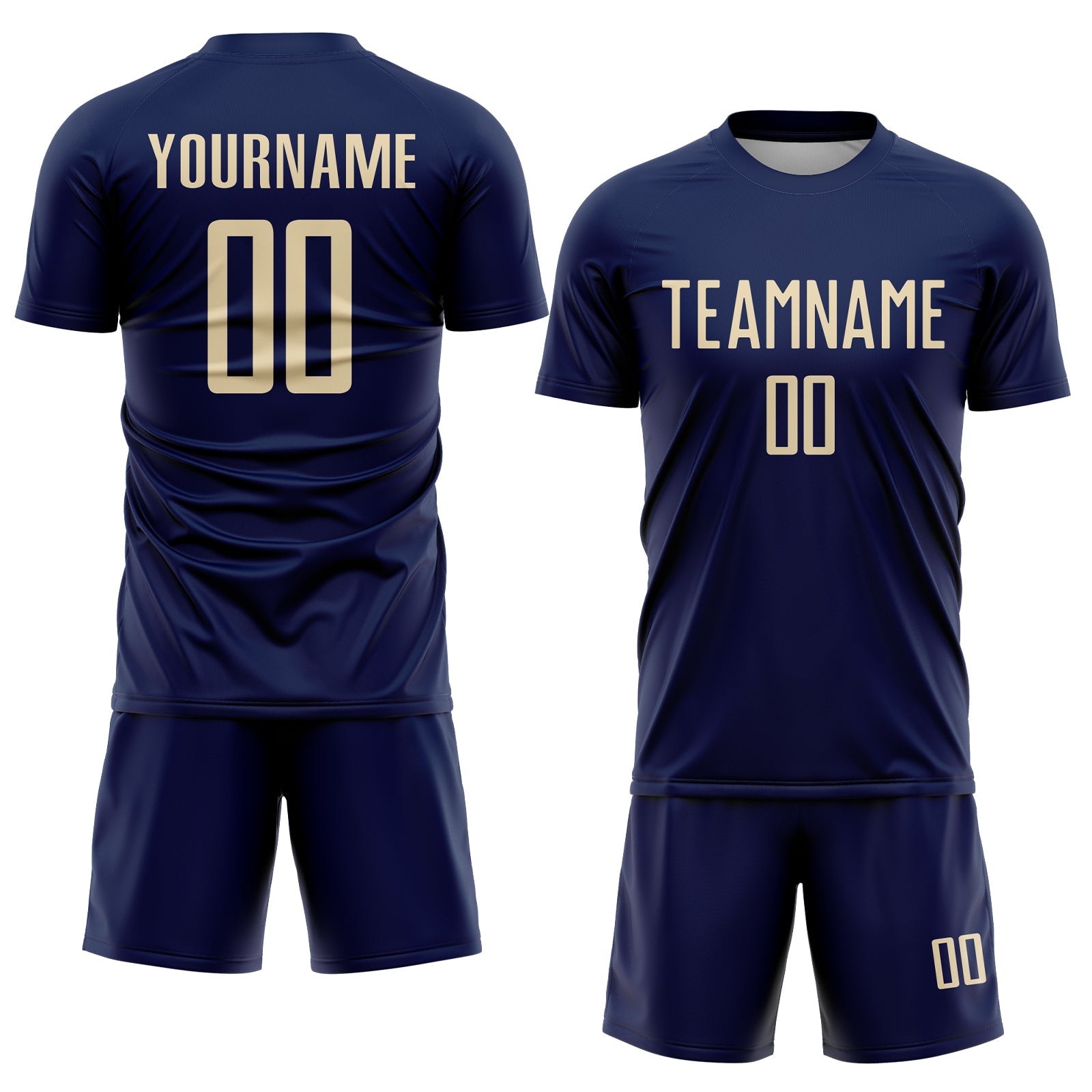 Custom Navy Cream Sublimation Soccer Uniform Jersey view 2