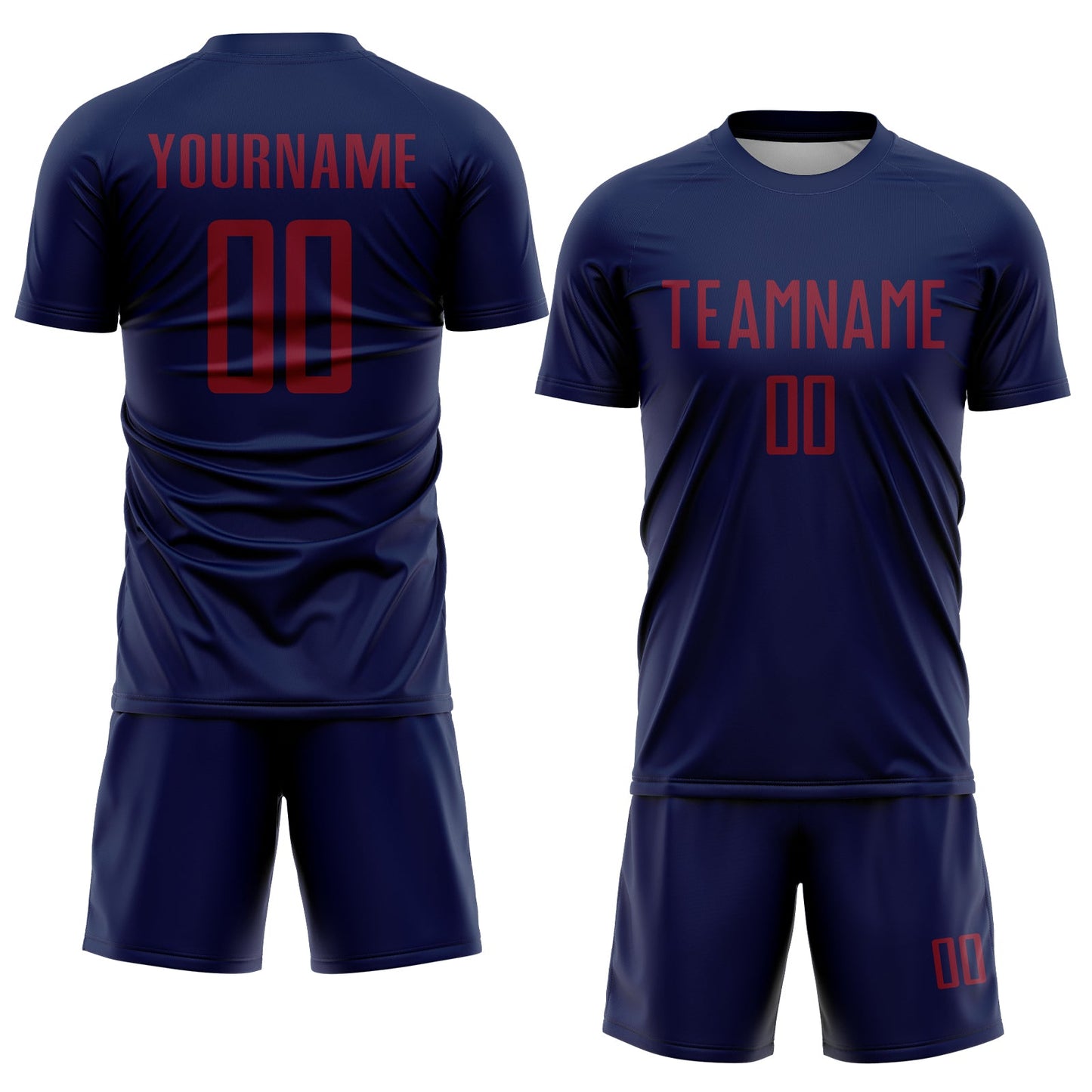 Custom Navy Crimson Sublimation Soccer Uniform Jersey view 2