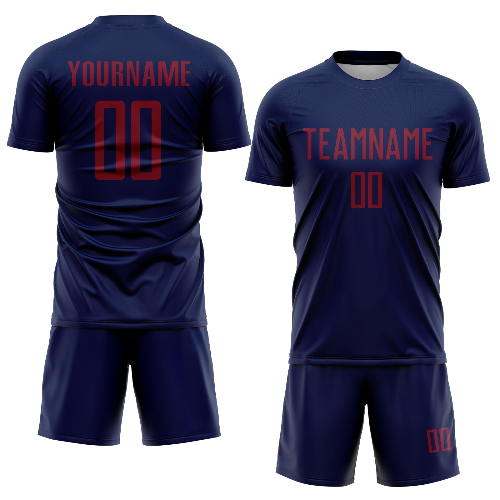 Custom Navy Crimson Sublimation Soccer Uniform Jersey view 2