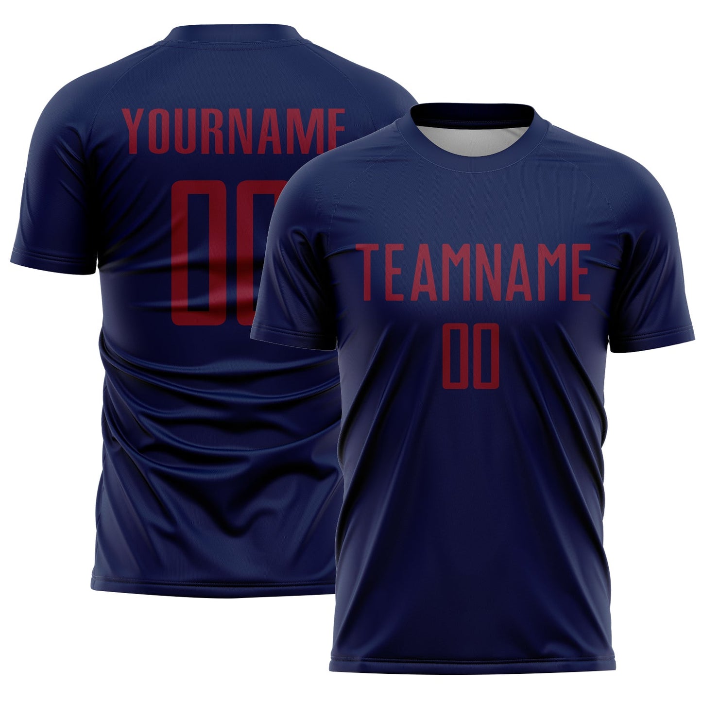 Custom Navy Crimson Sublimation Soccer Uniform Jersey - Main View