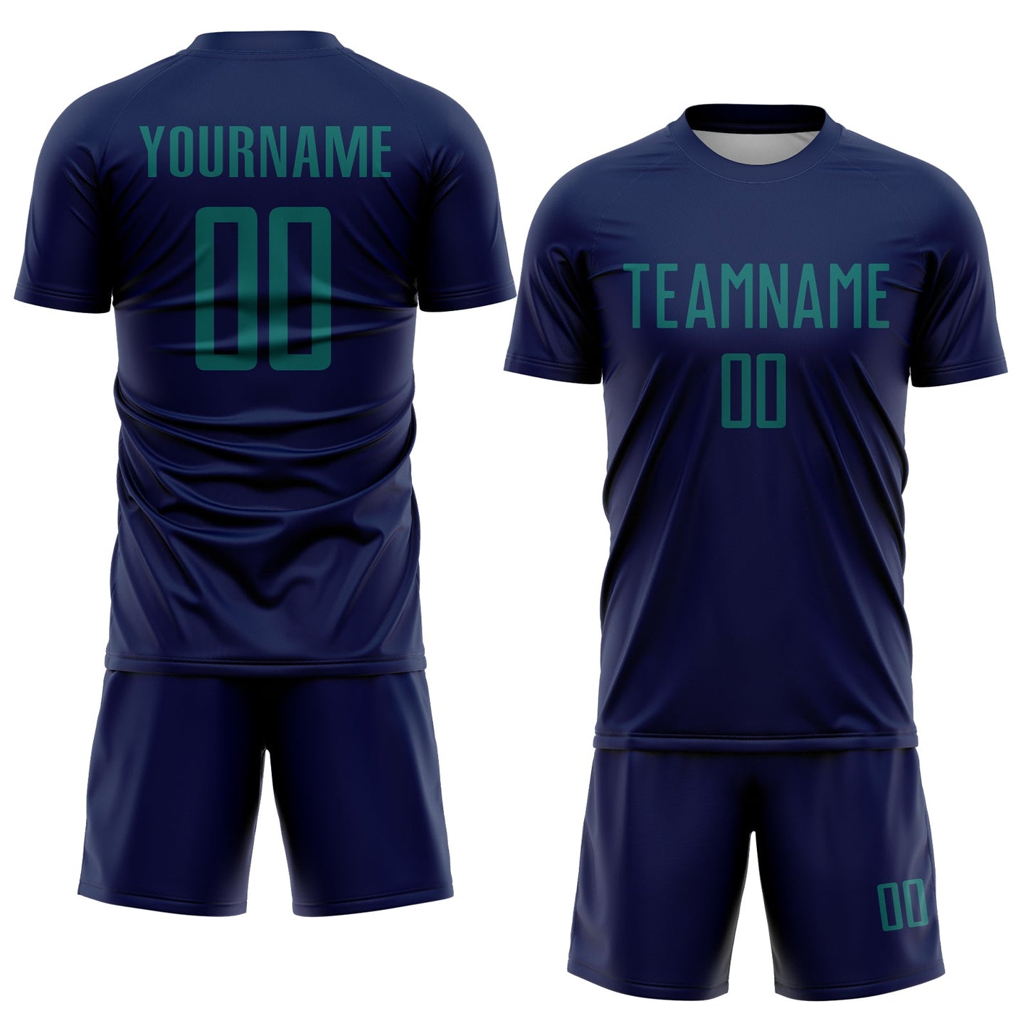 Custom Navy Teal Sublimation Soccer Uniform Jersey view 2