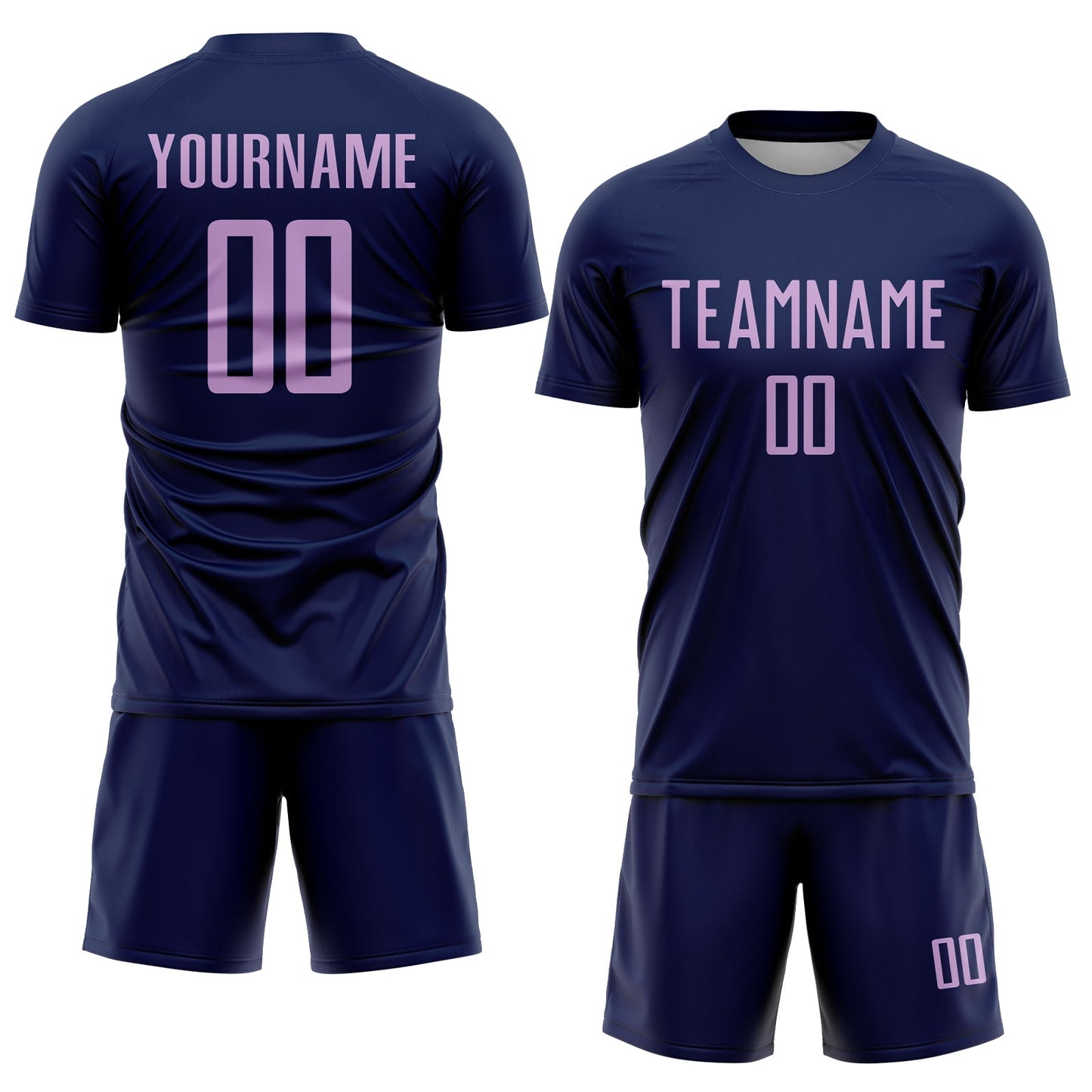 Custom Navy Light Purple Sublimation Soccer Uniform Jersey view 2