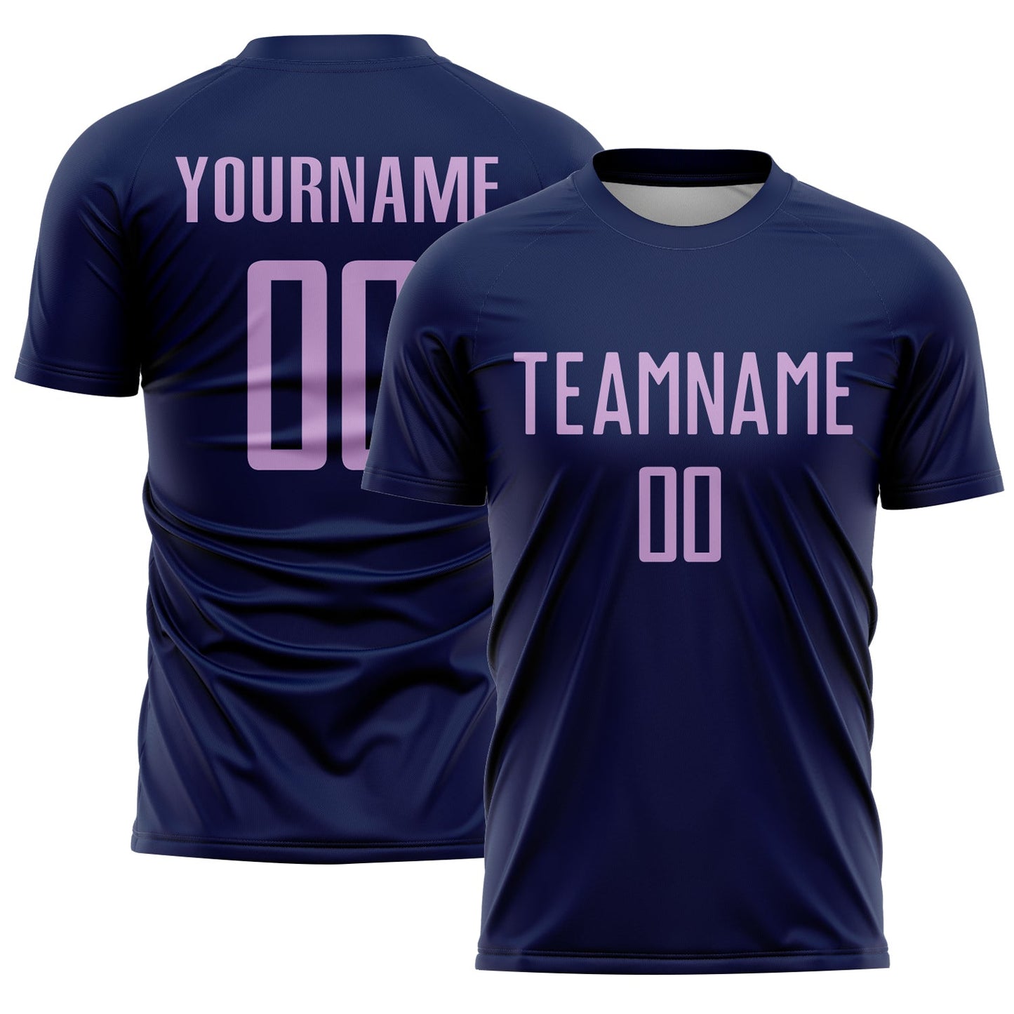Custom Navy Light Purple Sublimation Soccer Uniform Jersey - Main View