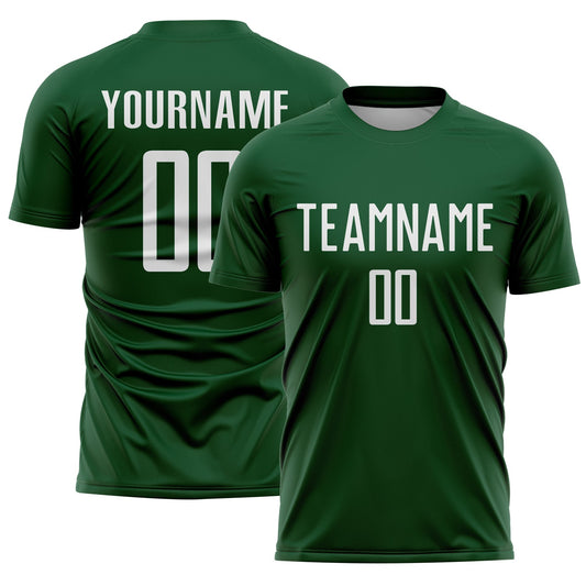 Custom Green White Sublimation Soccer Uniform Jersey - Main View