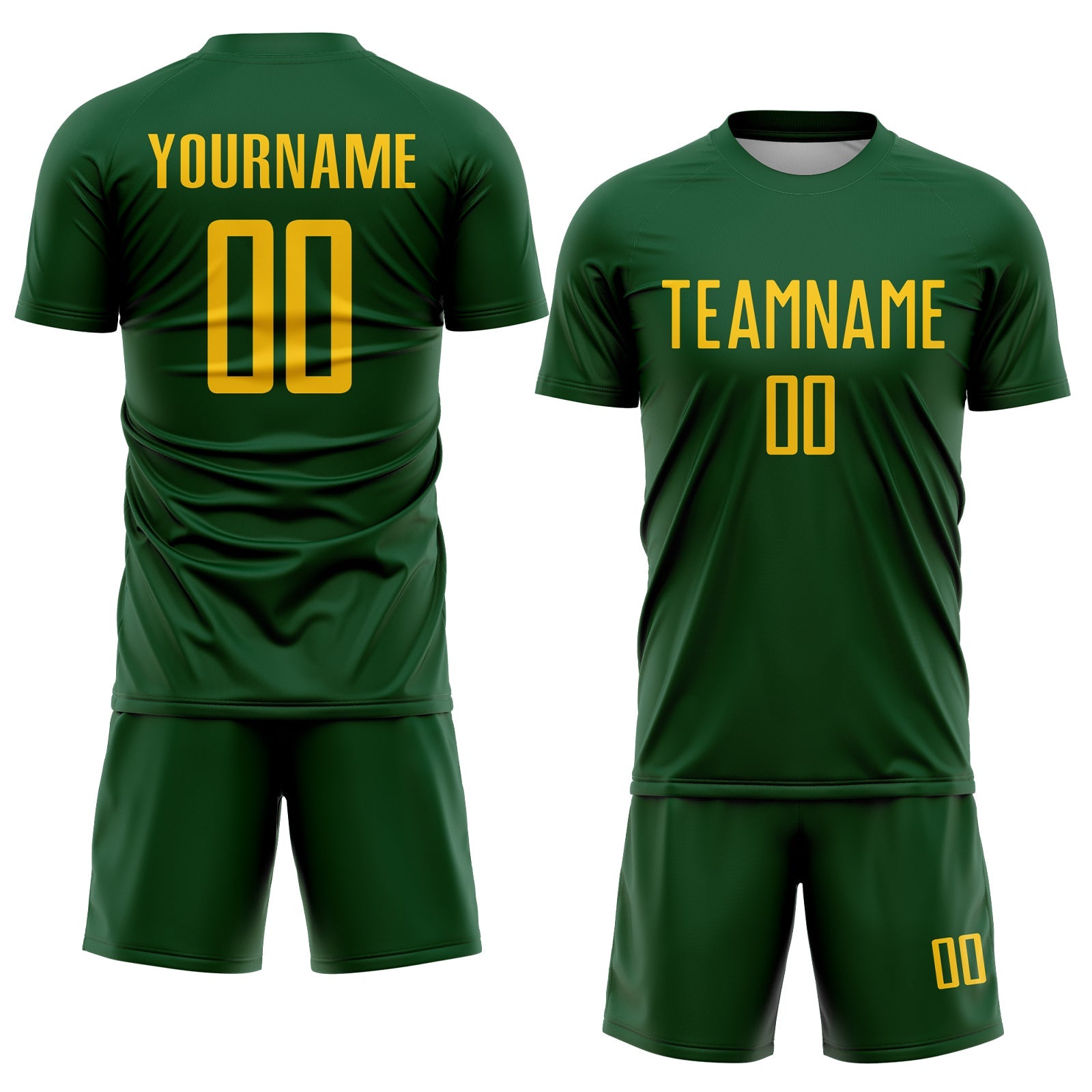 Custom Green Yellow Sublimation Soccer Uniform Jersey view 2
