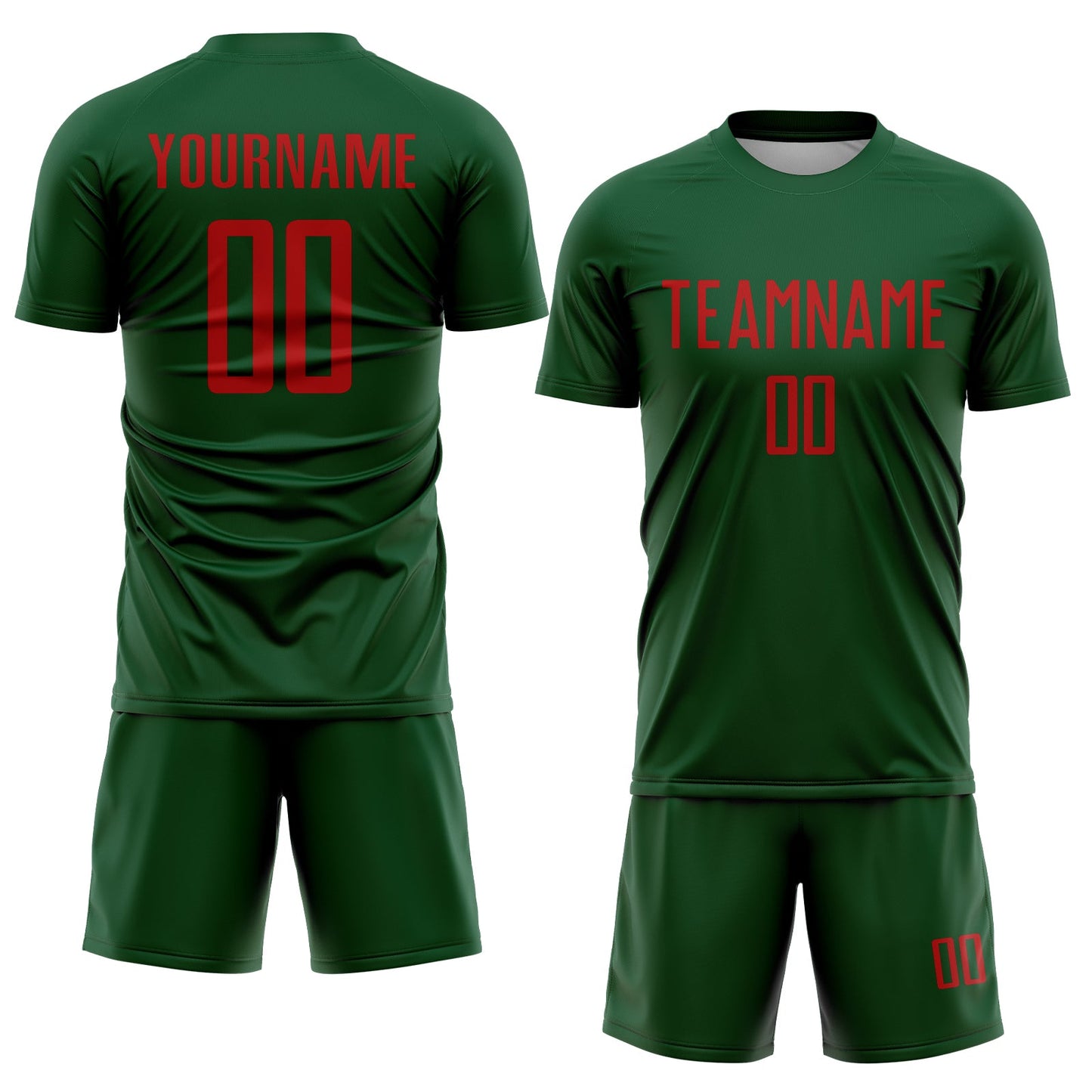 Custom Green Red Sublimation Soccer Uniform Jersey view 2
